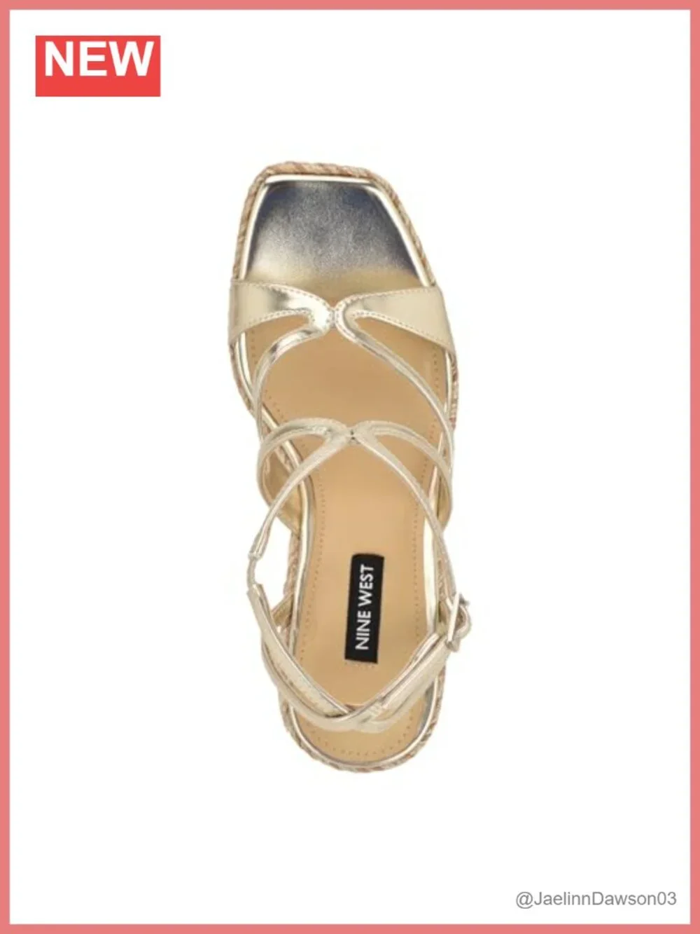 Nine West Adriane Strappy Wedge Sandals Faux Leather Square Toe